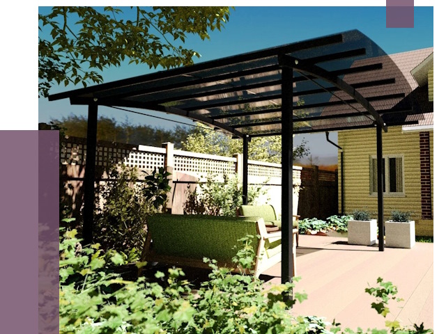 Навесы для террасы в Заволжье от 12985 руб. под ключ | ПРОЛЁТ-Звл