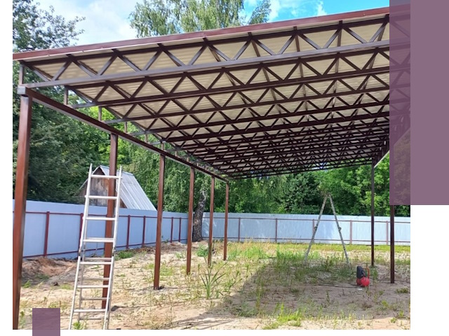 Односкатные навесы под ключ в Заволжье — изготовление и монтаж