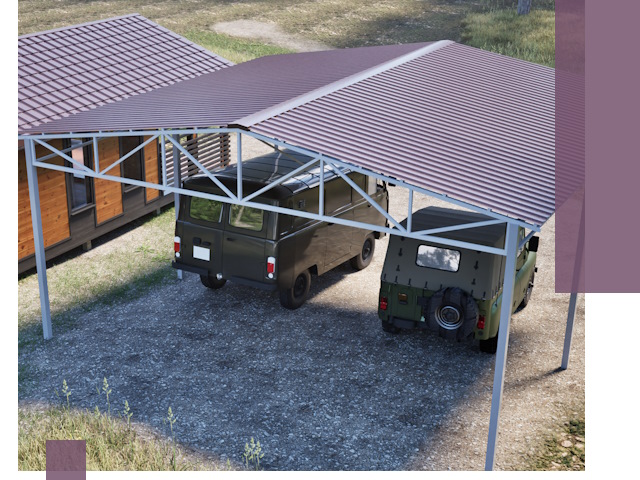 Двускатные навесы под ключ в Заволжье — изготовление и монтаж