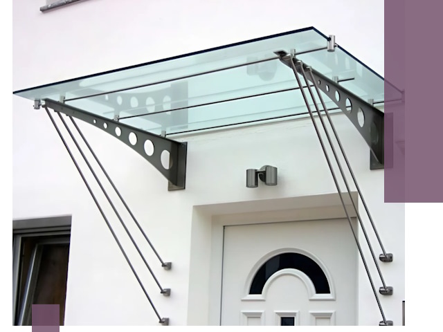 Козырьки над входом под ключ в Заволжье — изготовление и монтаж
